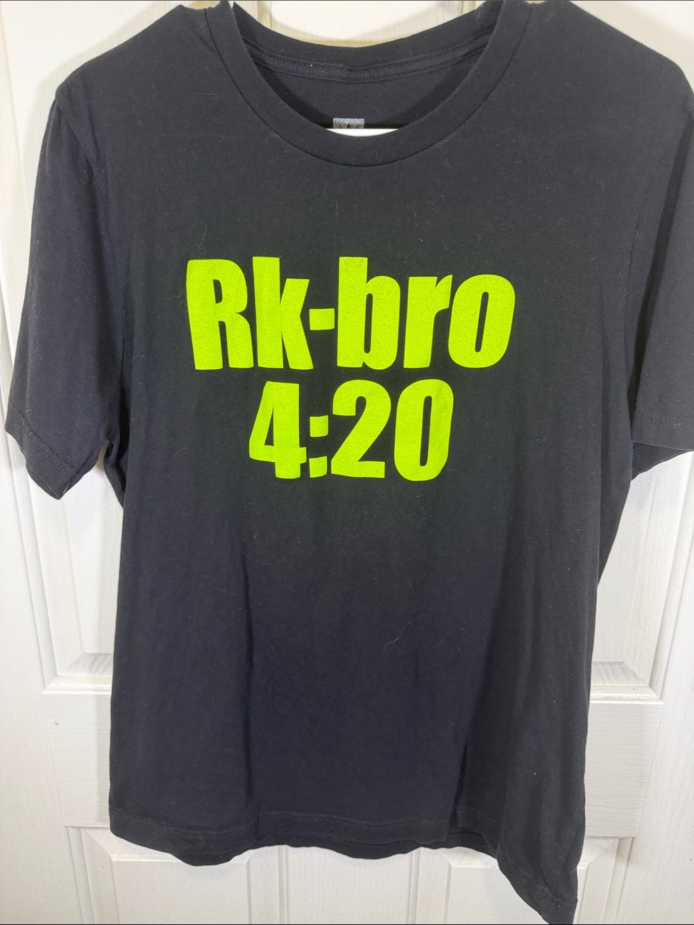 WWE Black Tee with Neon Yellow-Green 'Rk-bro 4:20' Graphic